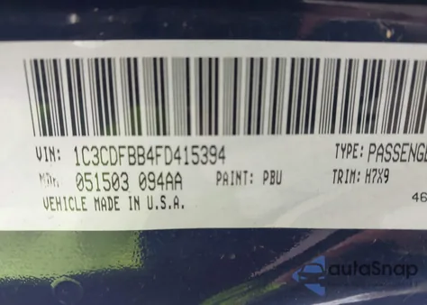 2015 Dodge Dart Sxt из США, поврежденный, VIN 1C3CDFBB4FD415394